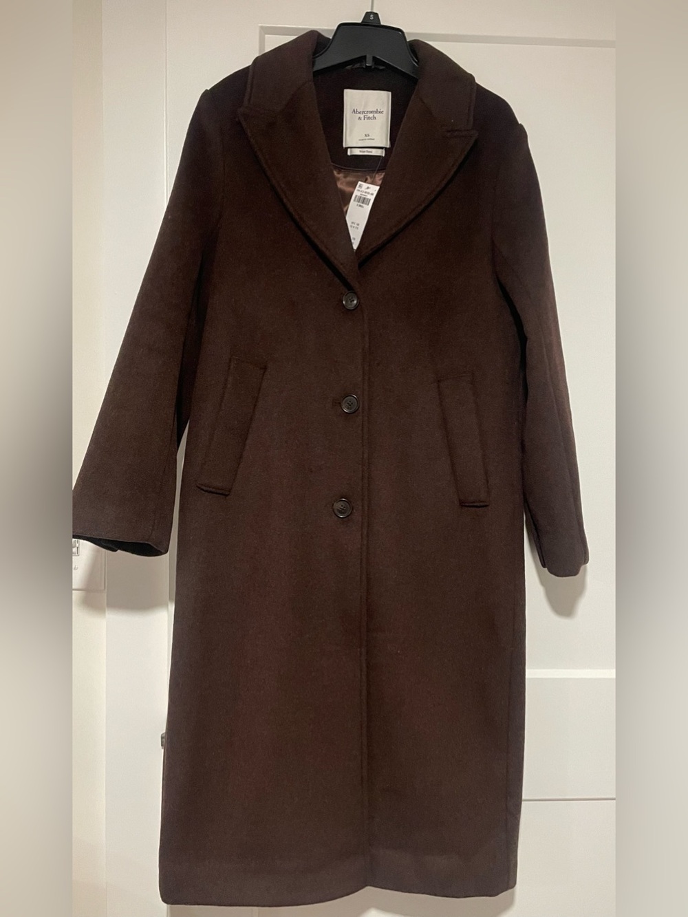 Abercrombie & Fitch Women's Dark Brown Single-Breasted Wool Coat